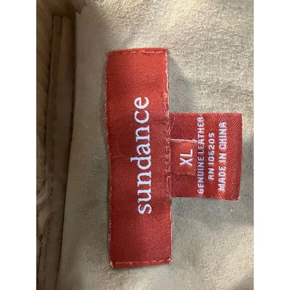 Sundance Suede Shearling Coat Beige Bohemian Button Front Size XL - Picture 10 of 14